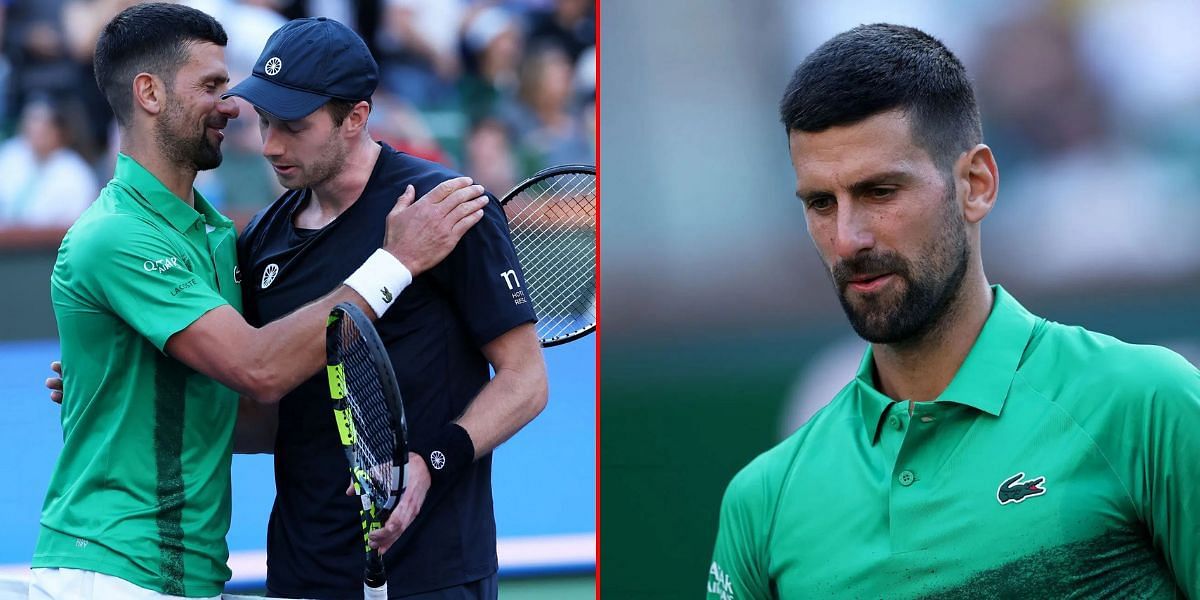 Novak Djokovic and Botic van de Zandschulp at the BNP Paribas Open | Getty