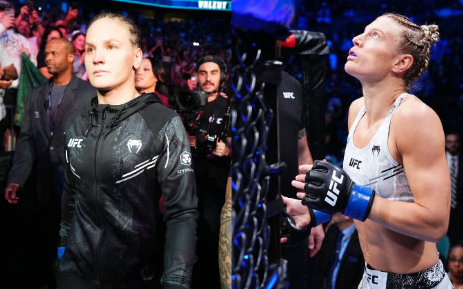 Valentina Shevchenko (left) questions Manon Fiorot