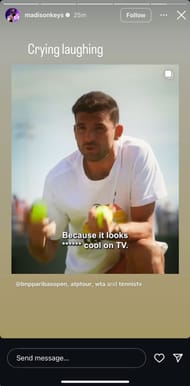 Madison Keys' Story - Via Instagram