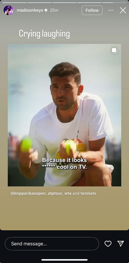 Madison Keys' Story - Via Instagram