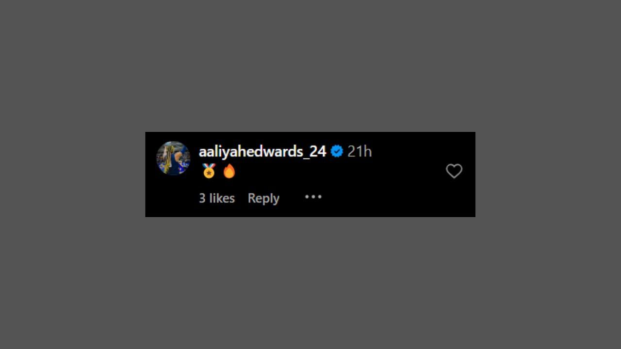 Aaliyah Edwards comments on Washington Spirit&#039;s win. (Credits: @ouleye_sarr/Instagram)