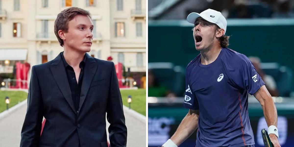 Alex De Minaur with Katie Boulters brother James - Image Souce Getty(right), James Boulter Instagram(left)