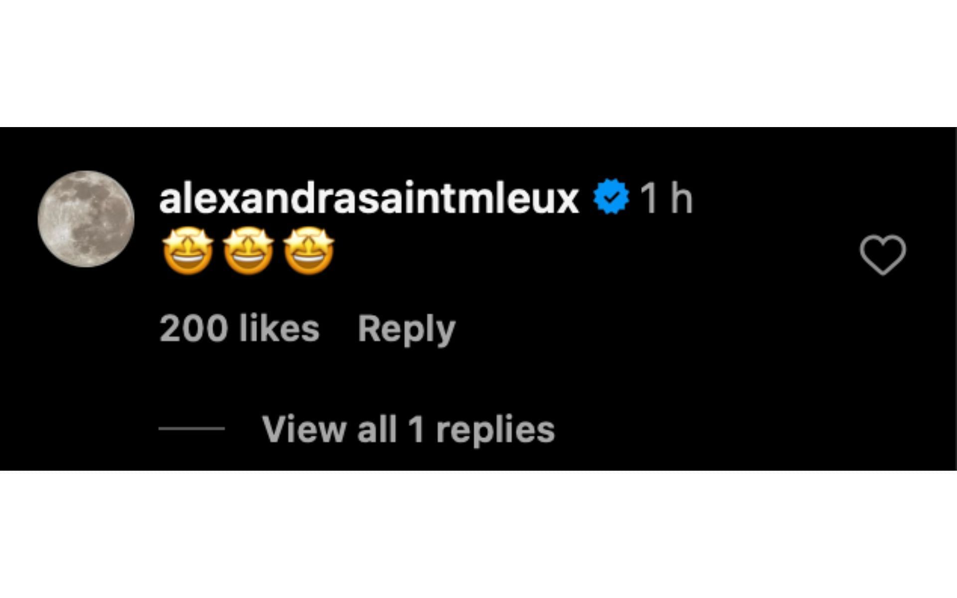 Alexandra Saint Mleux&#039;s Instagram comment on Rebecca Donaldson&#039;s post | Source: Instagram