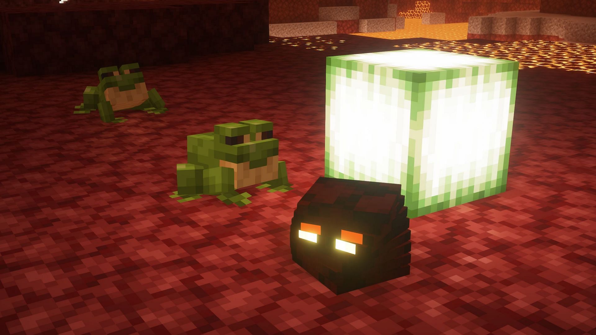 Verdant froglight is hard to make because of the cold frog&#039;s rarity and the froglight&#039;s process (Image via Sportskeeda Gaming/Mojang Studios)