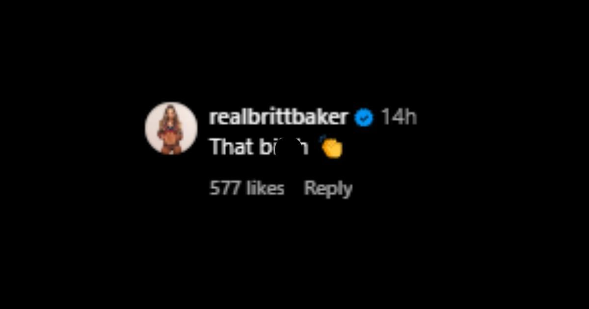 Britt Baker&#039;s comment on Jade Cargill&#039;s post [Source: Jade&#039;s IG post]