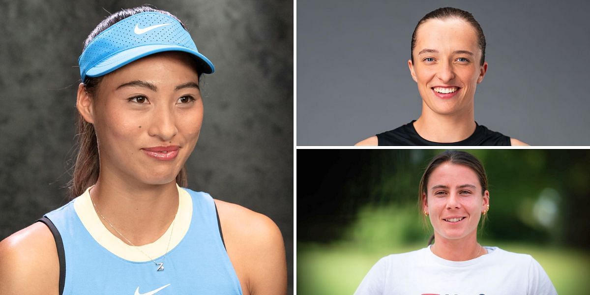 Zheng Qinwen (L), Iga Swiatek (top-right) &amp; Emma Navarro (down-right) [Image Source: Getty Images]