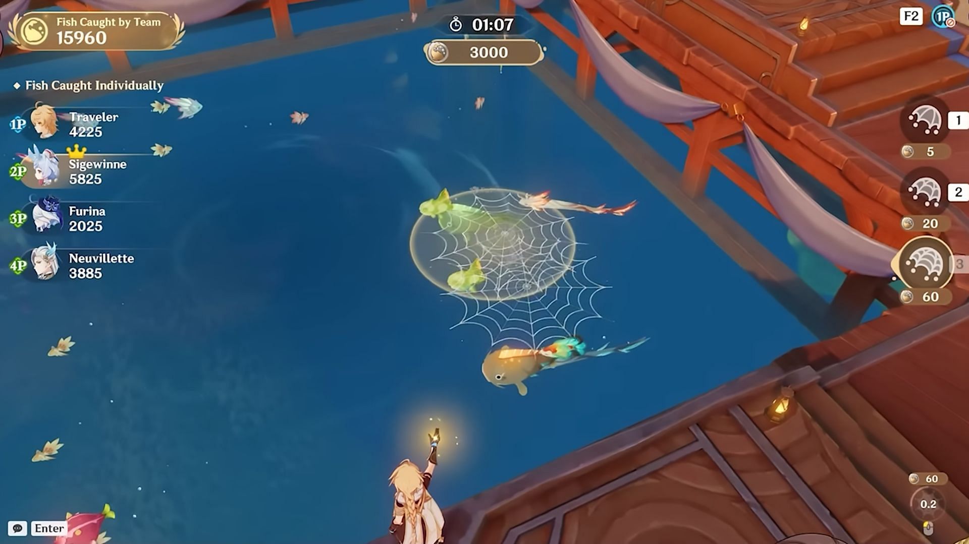 Cast fishing nets to catch fishes (Image via HoYoverse)