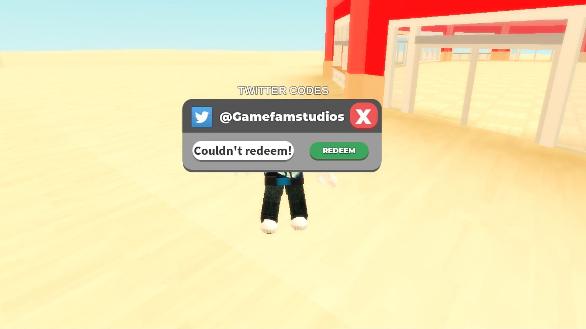 Check the letter casing of the codes to avoid errors (Image via Roblox)