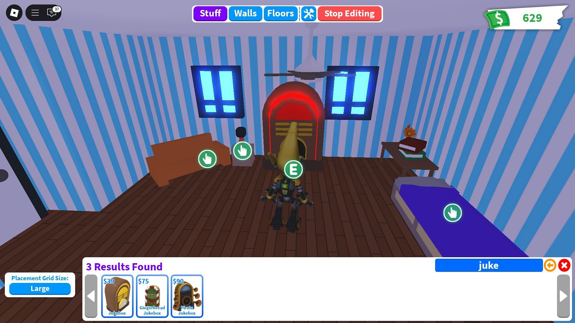 Purchase a Jukebox from the Stuff menu (Image via Roblox)