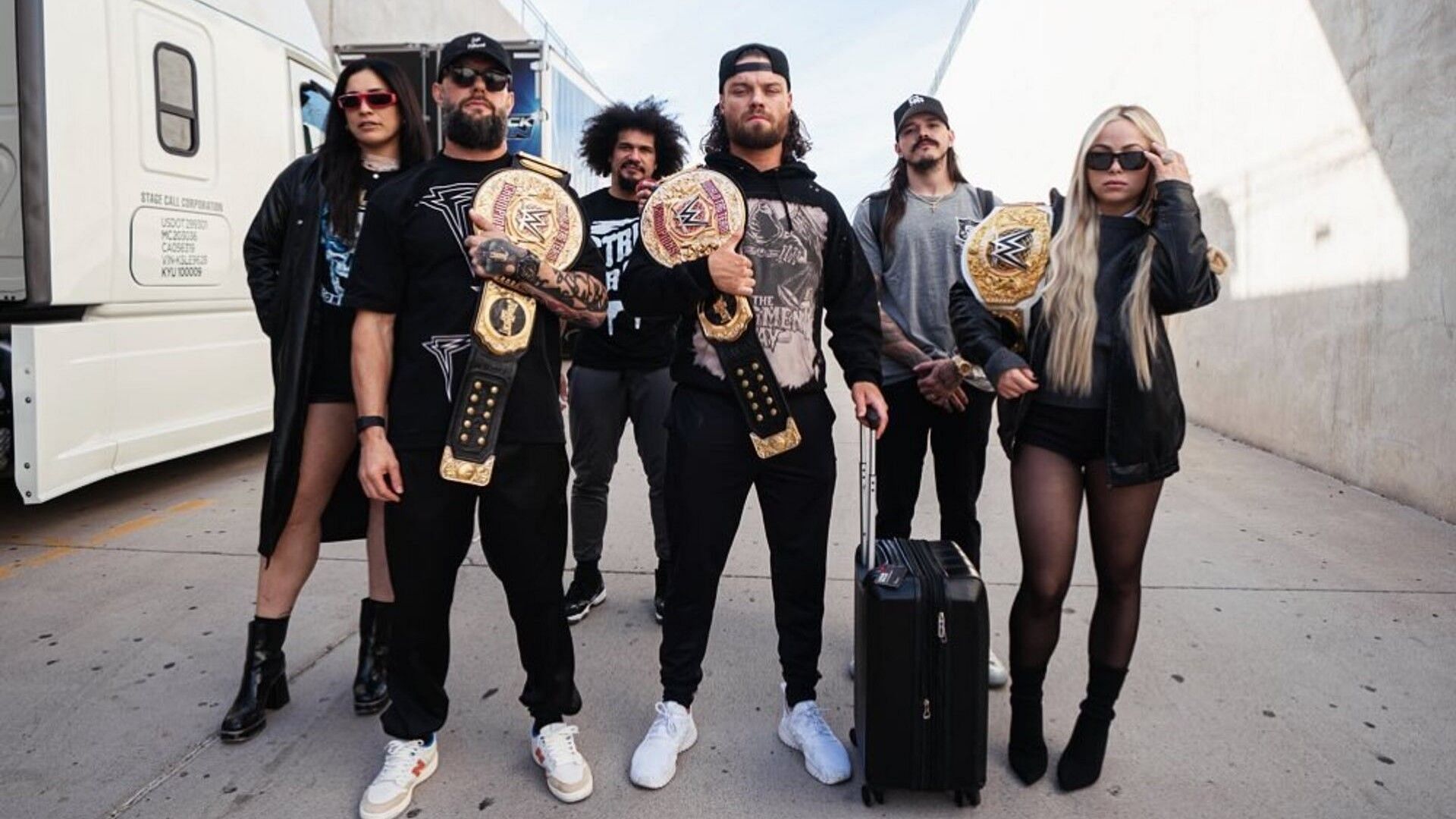 The Judgment Day poses together at WWE RAW