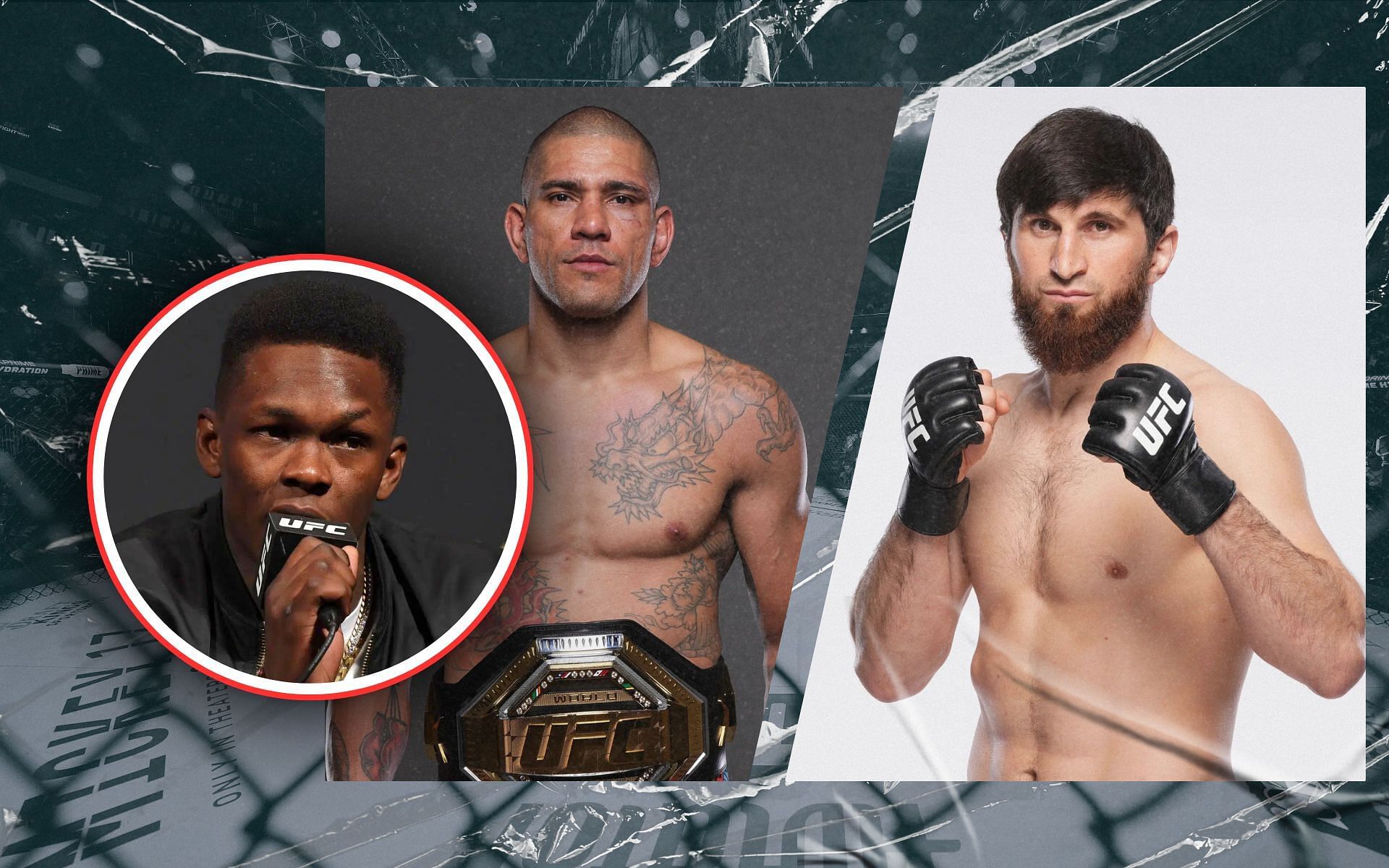 Israel Adesanya (inset) predicts upcoming  Alex Pereira (left) vs. Magomed Ankalaev (right) fight at UFC 313. [Images courtesy: Getty Images]