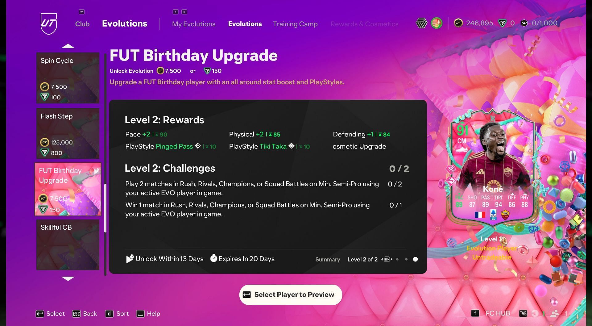 Level 2 upgrades of the FUT Birthday Upgrade EVO (Image via EA Sports)