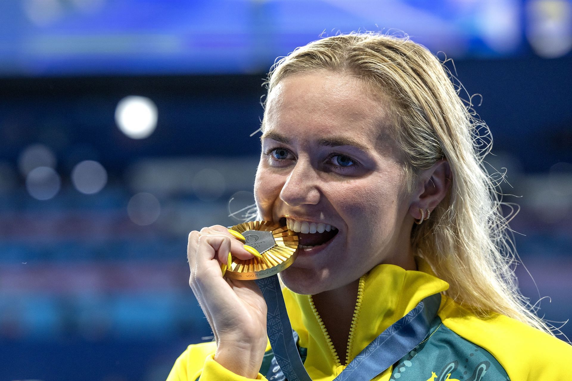 Ariarne Titmus at the Paris Olympics (Photo by Tim Clayton/Corbis via Getty Images)