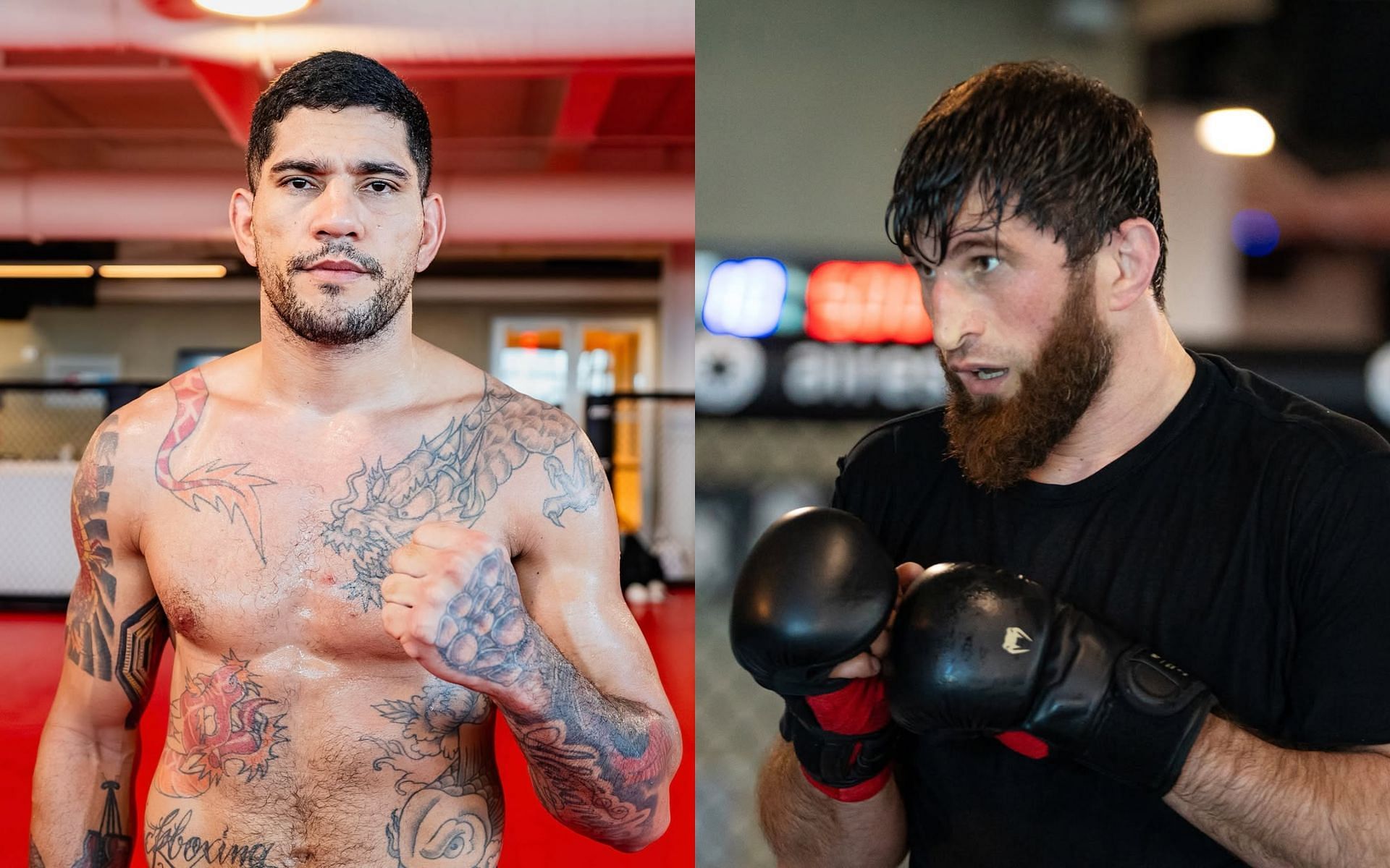 Magomed Ankalaev (right) answers if he will give an immediate reamtch to Alex Pereira (left) if he wins at UFC313. [Images courtesy: @ufc_brasil  and @ufc_korea on Instagram]