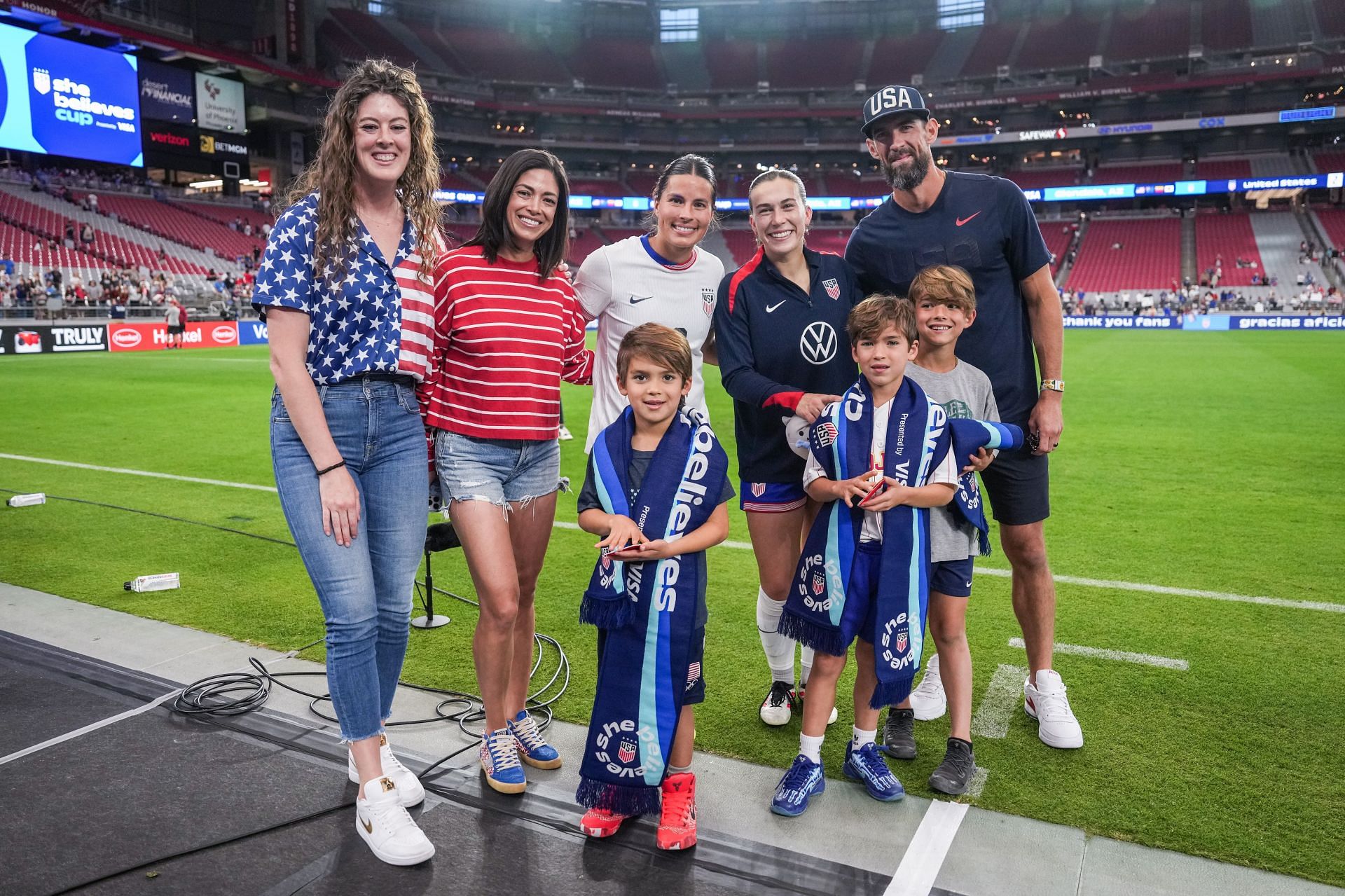 Michael Phelps with family at the 2025 SheBelieves Cup - Source: Getty