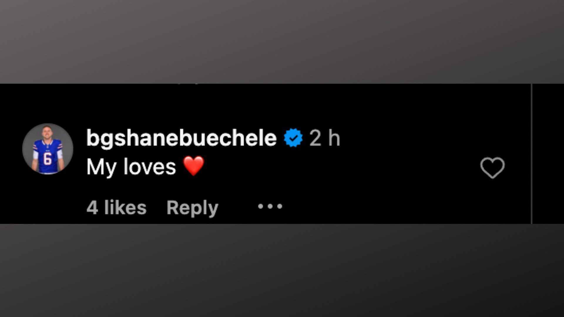 Bills QB Shane Buechele sends 2-word message to wife Paige in IG Comments