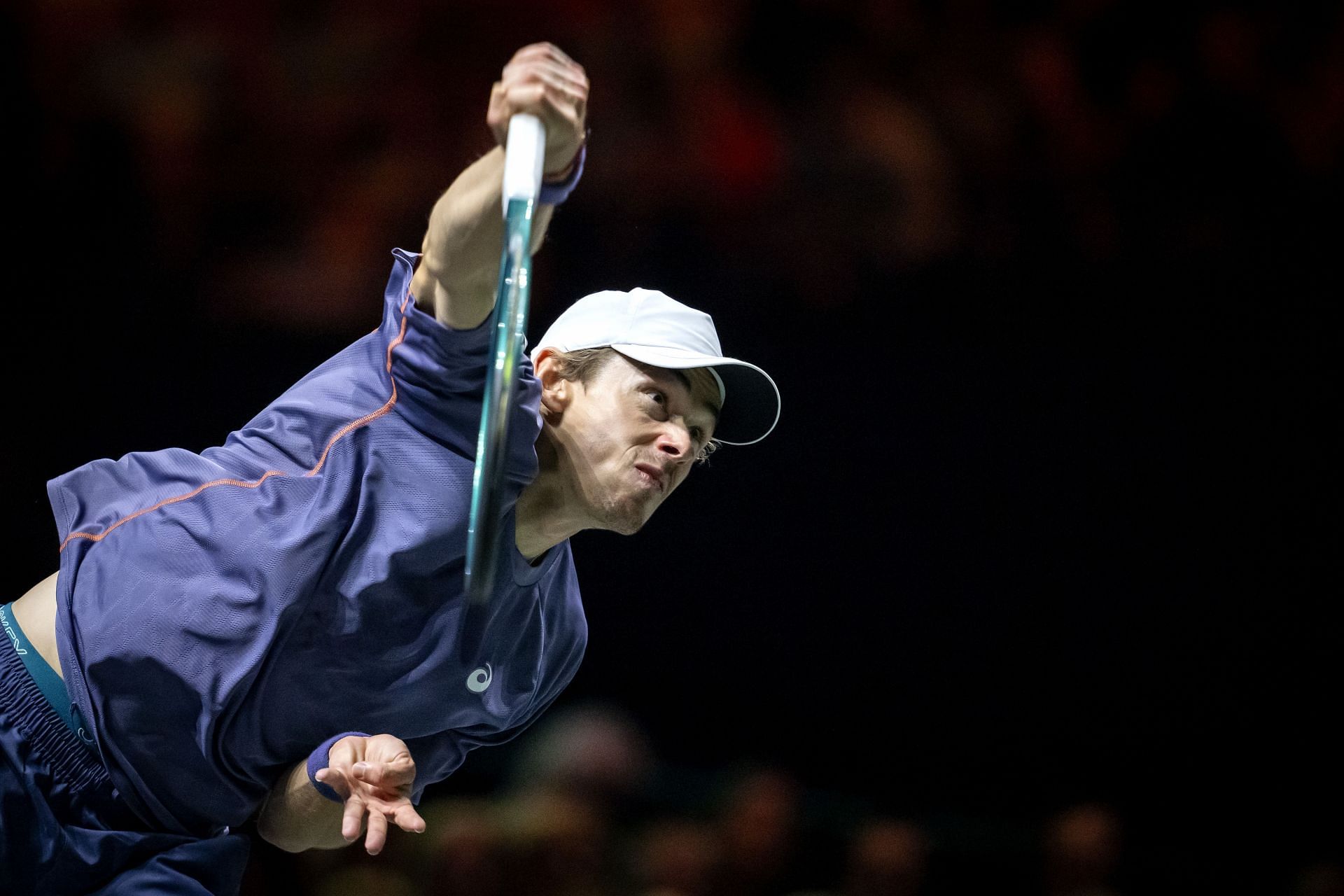 Alex de Minaur in action against Carlos Alcaraz during the final on the seventh day of the ABN AMRO Open- Source: Getty