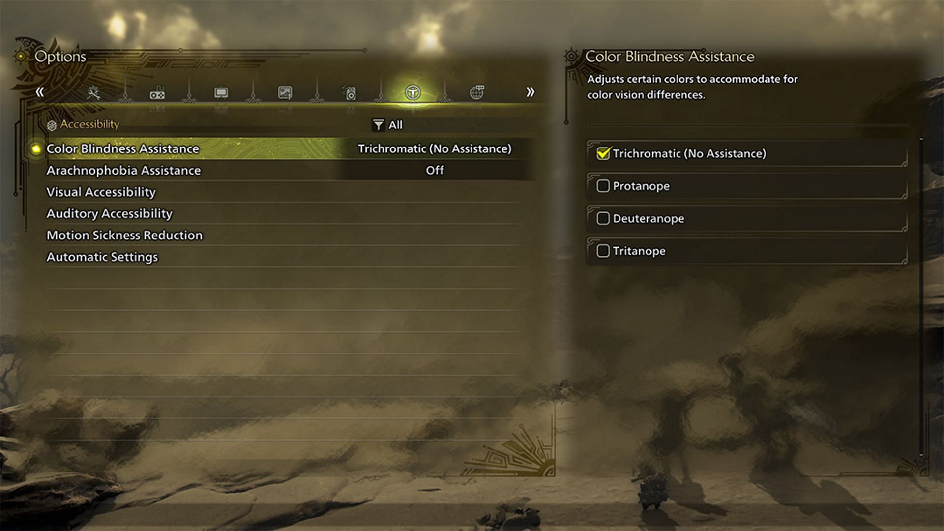 Accessibility tab in Monster Hunter Wilds (Image via SEGA)