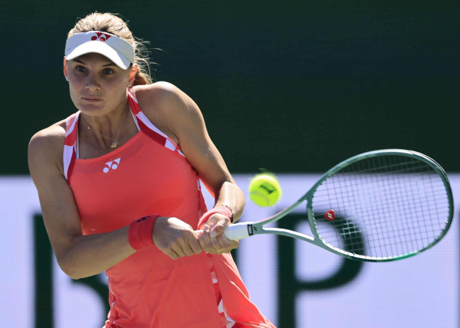 Yastremska of Ukraine plays a backhand in her match against Iga Swiatek of Poland at Indian Wells - Source: Getty