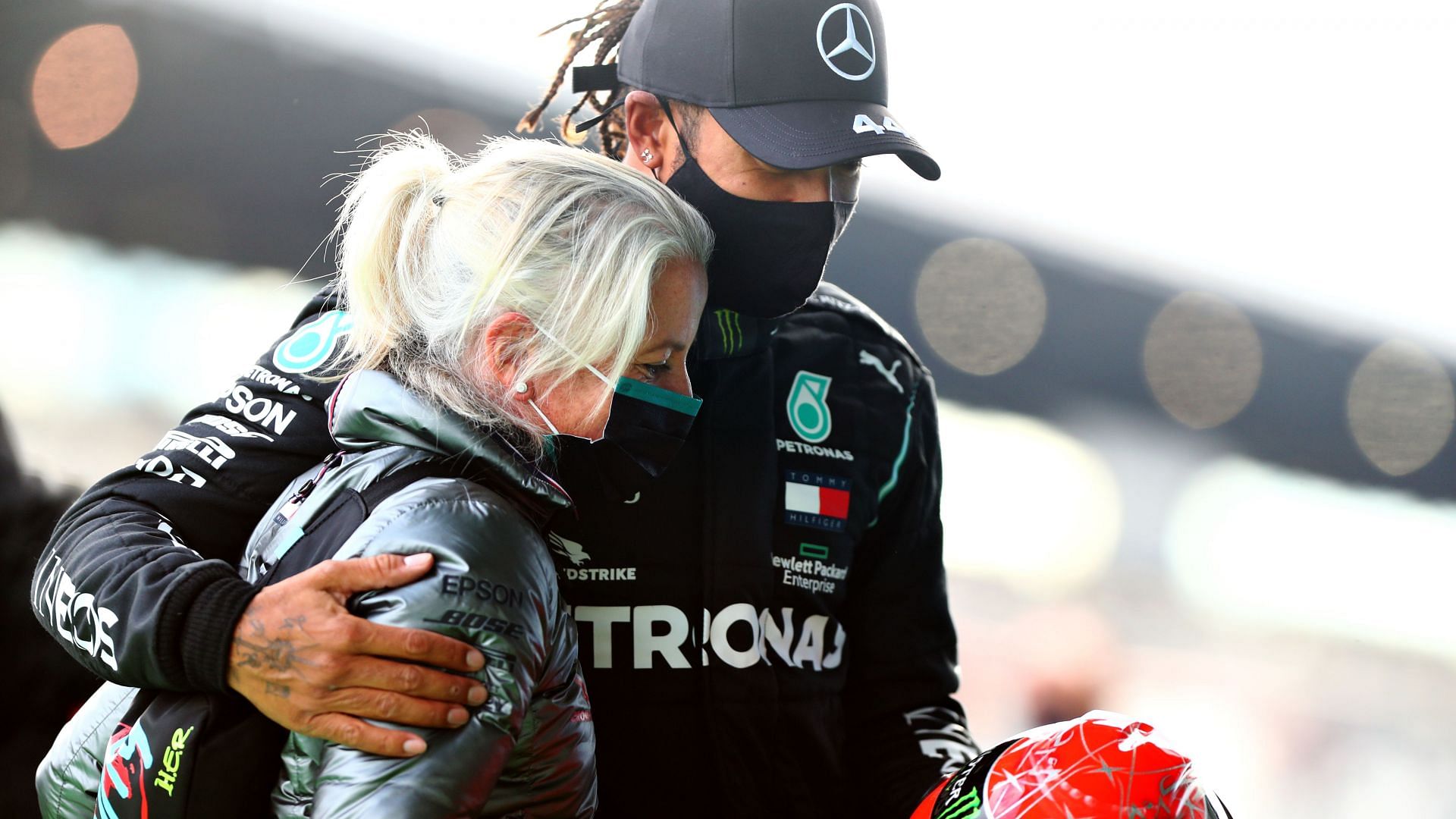 Lewis Hamilton and Angela Cullen at the Eifel Grand Prix, 2020 - Source: Getty