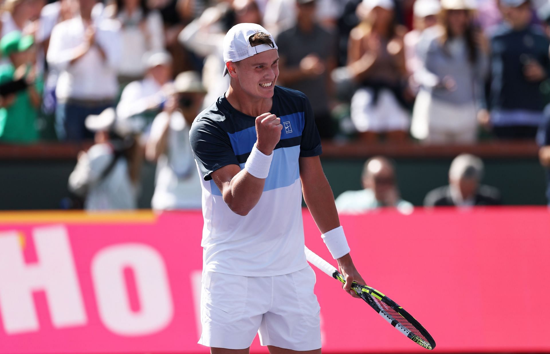 Rune celebrates a point at the BNP Paribas Open (Image Source: Getty)