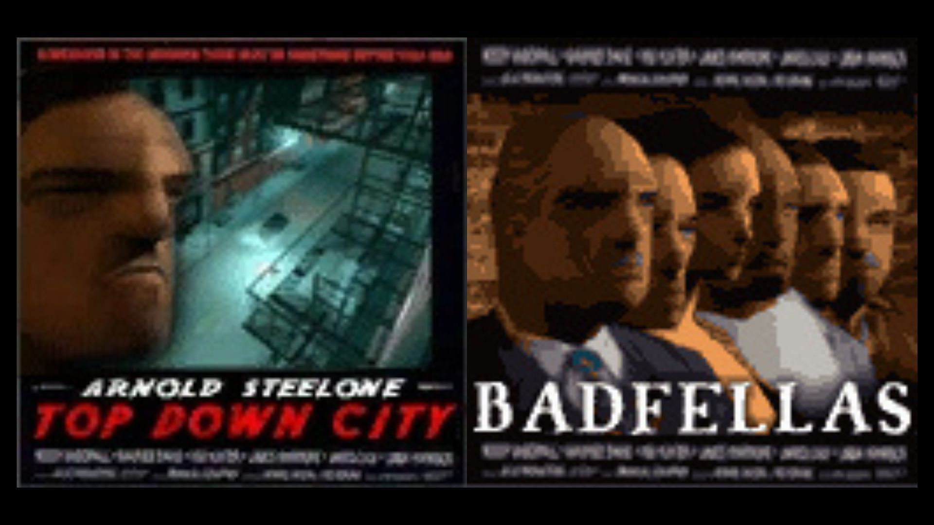 Some movie posters in Grand Theft Auto 3 (Images via Rockstar Games || GTA Wiki)