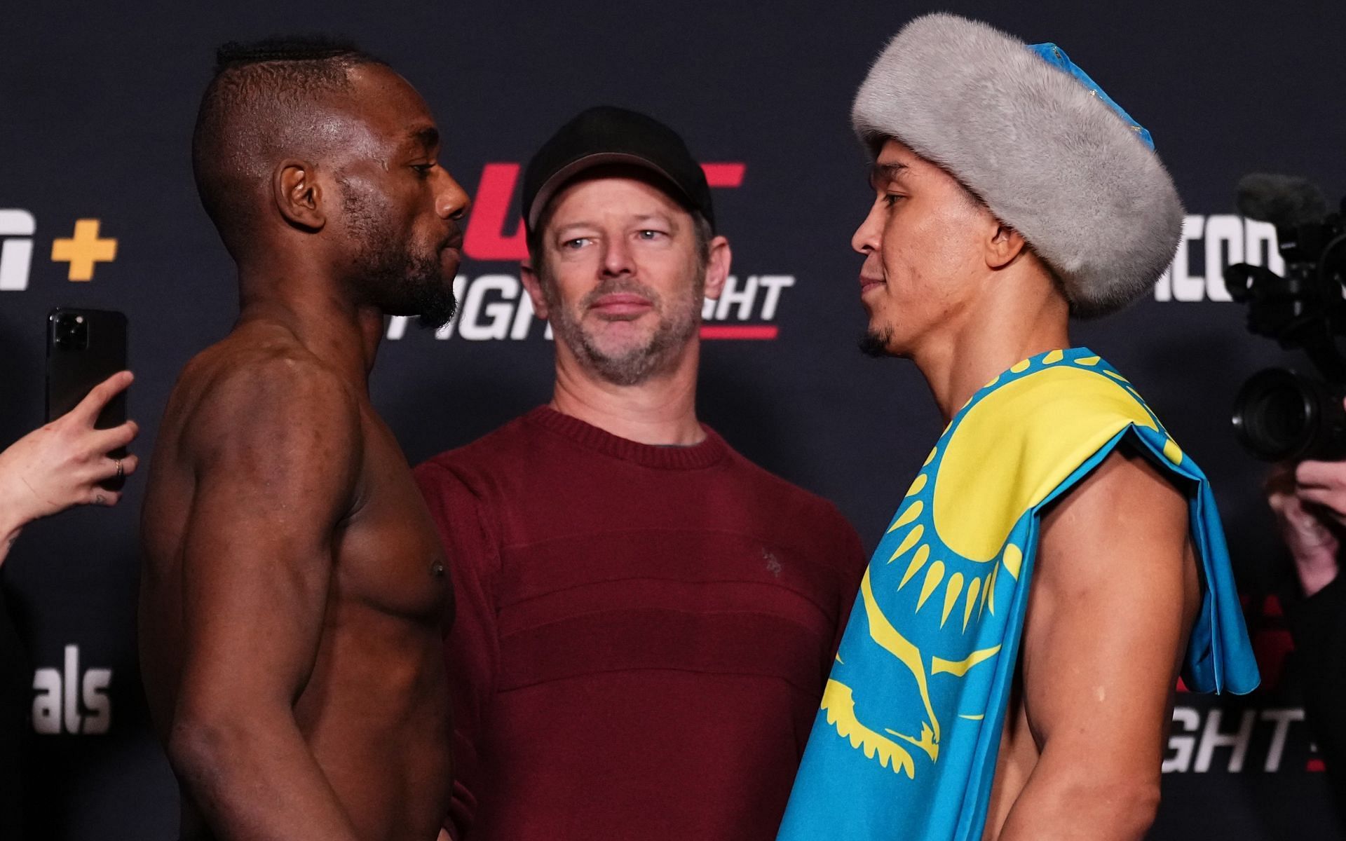 Manel Kape (left) faced Asu Almabayev (right) in the UFC Vegas 103 main event. [Image courtesy: @ufc on X]