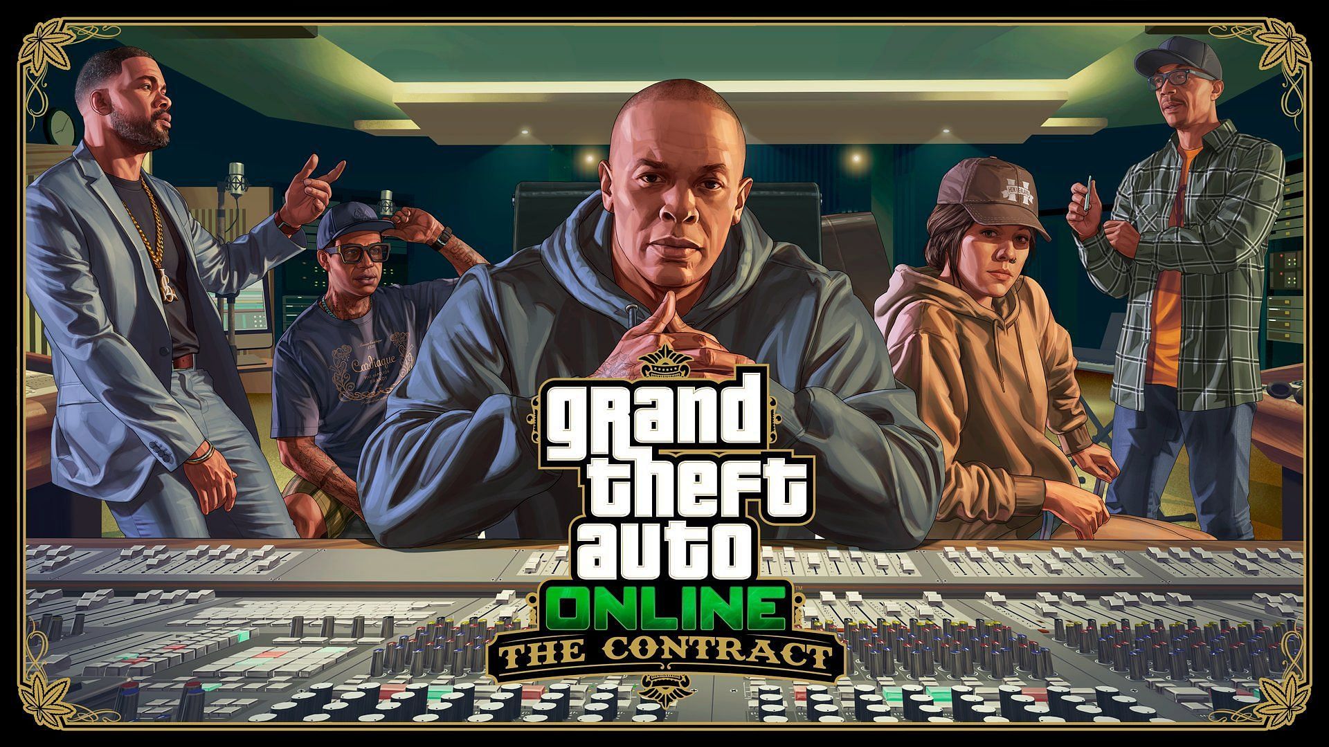 GTA Online The Contract DLC artwork featuring Dr. Dre (Image via Rockstar Games)