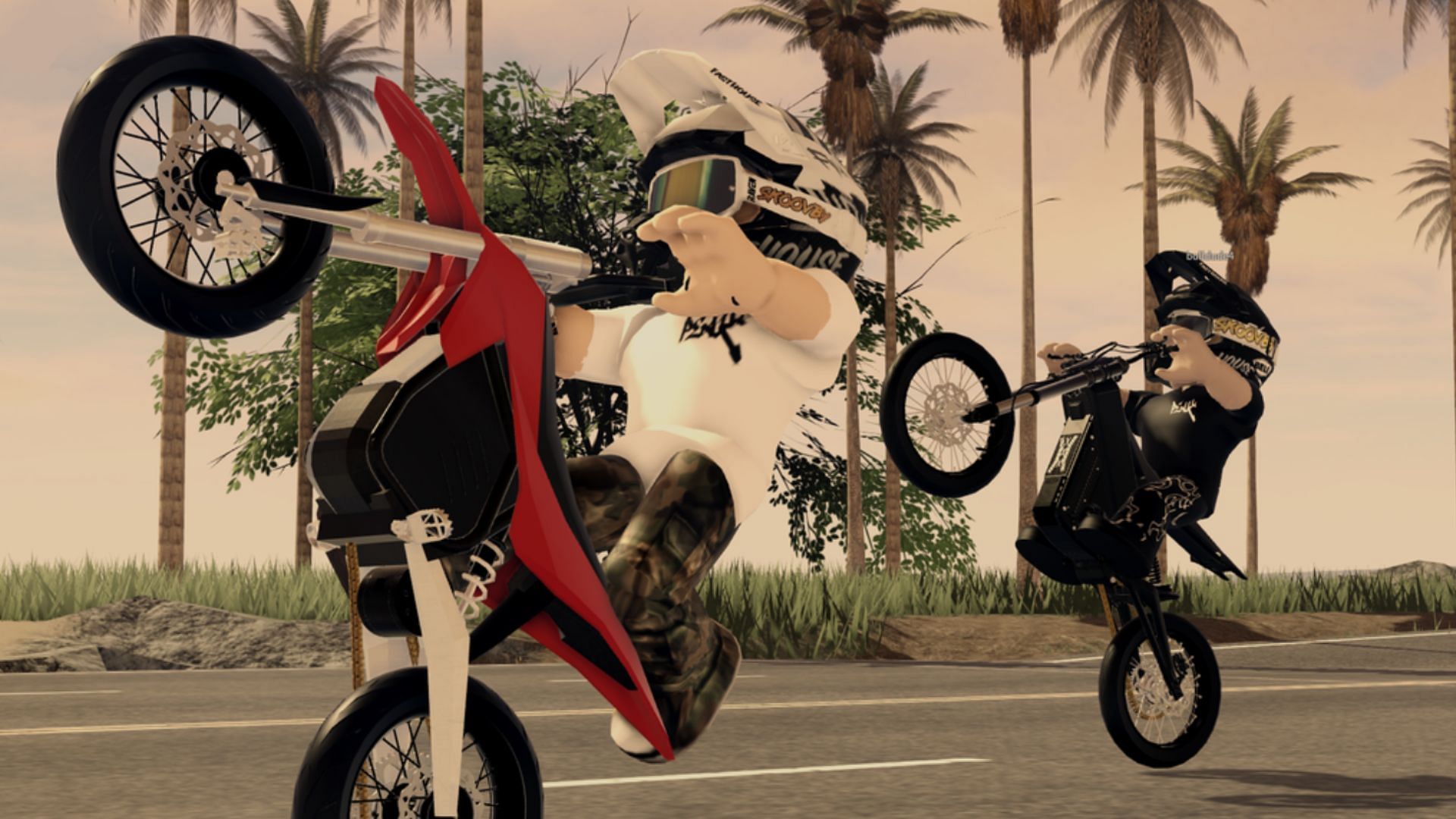 Buy different dirtbikes and show off your wheelies (Image via Roblox)