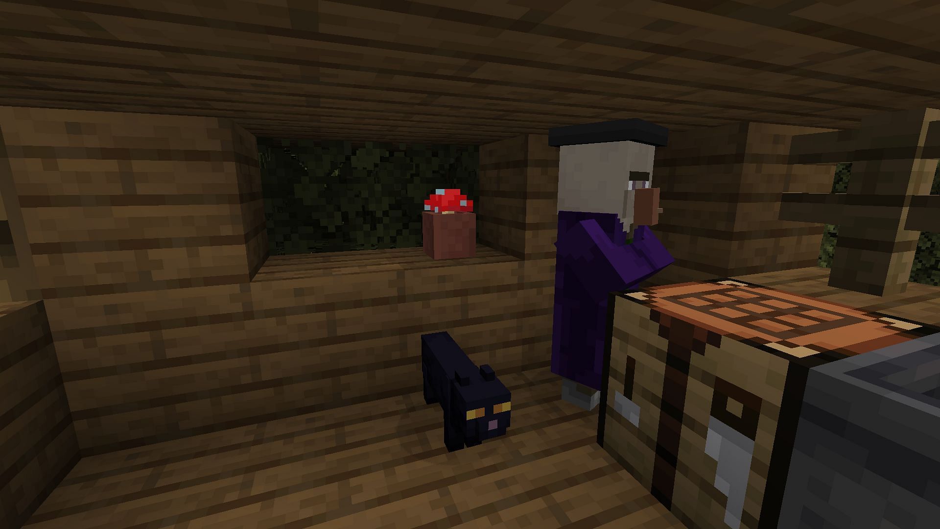 A sweet home of a witch and its black cat (Image via Mojang &amp; Sportskeeda Gaming)