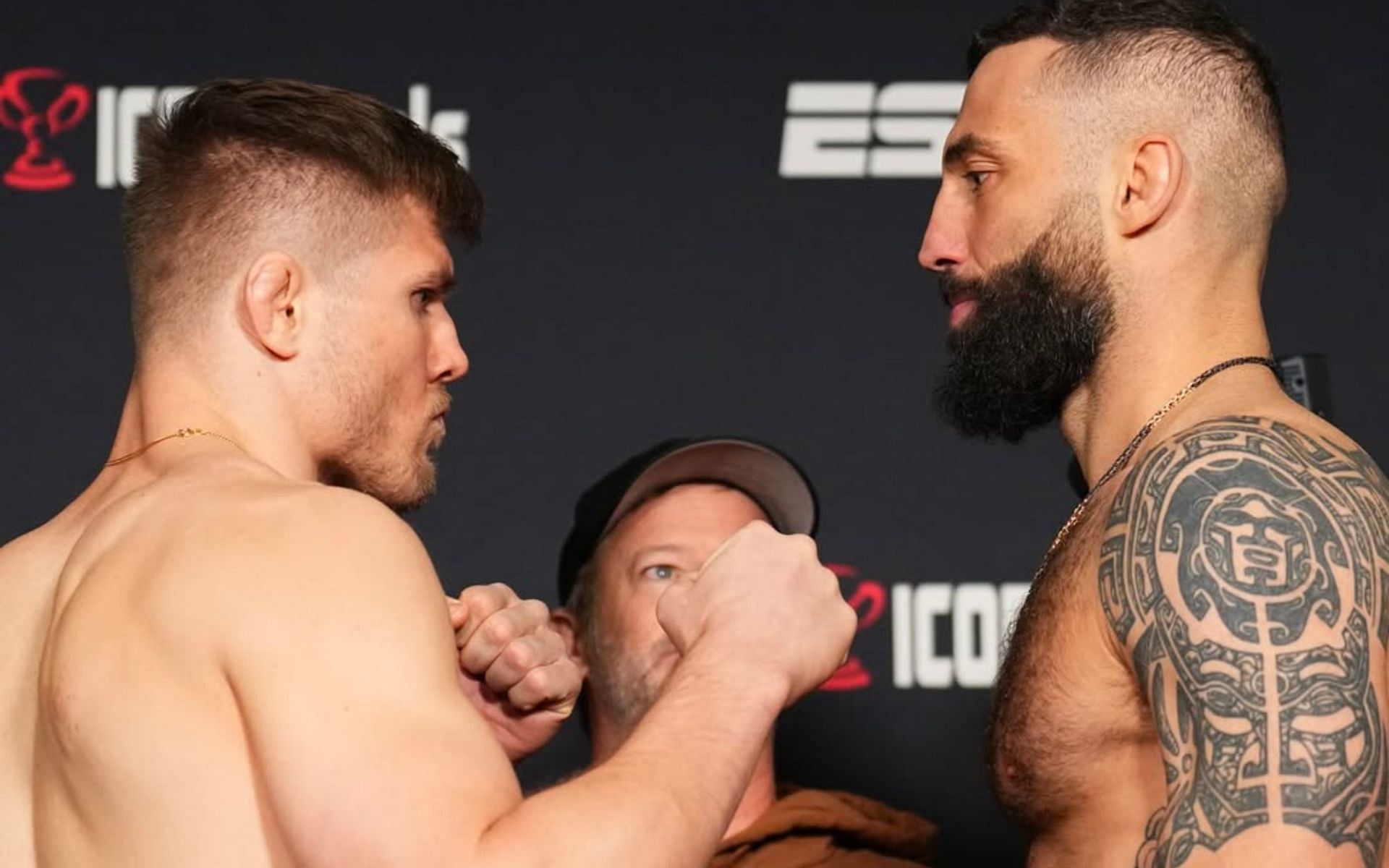 Roman Dolidze (right) is ready to face Marvin Vettori (left) again. [Image courtesy: @ufc on Instagram]