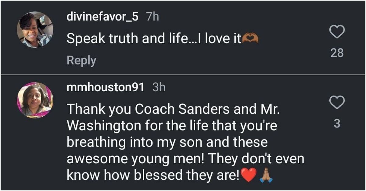 Comments on the post on Instagram/@deionsanders