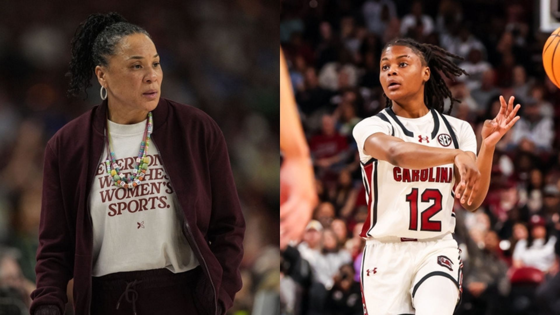 South Carolina coach Dawn Staley and guard MiLaysia Fulwiley. Source: Imagn