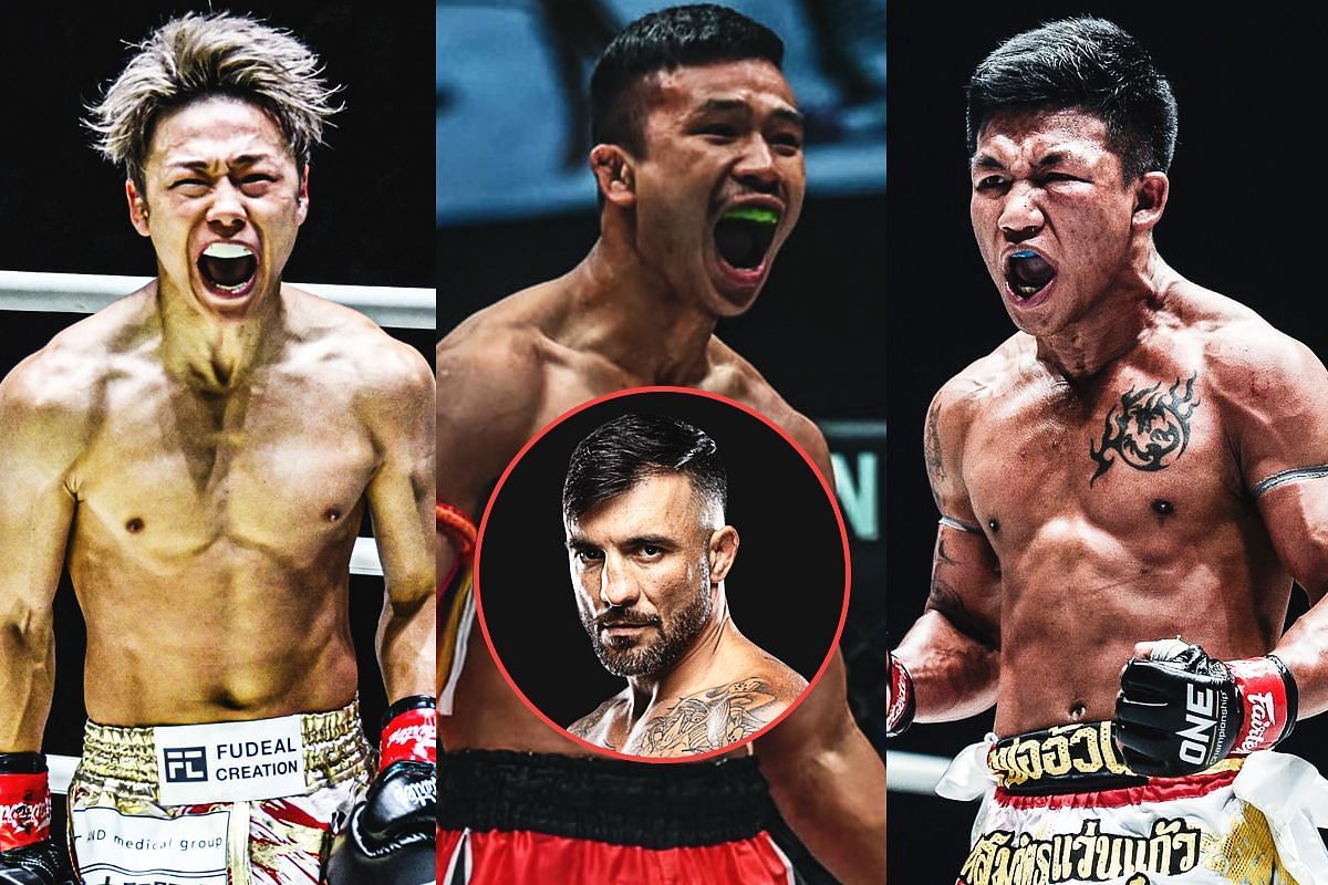 Takeru Segawa, Superlek Kiatmoo9, Rodtang Jitmuangnon, Denis Puric (inserted photo) - Photo by ONE Championship