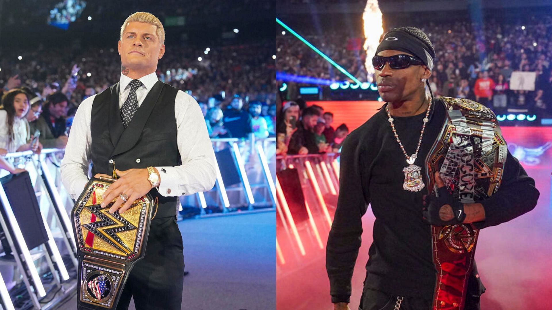 Cody Rhodes and Travis Scott at WWE Elimination Chamber 2025! [Image credits: WWE.com]
