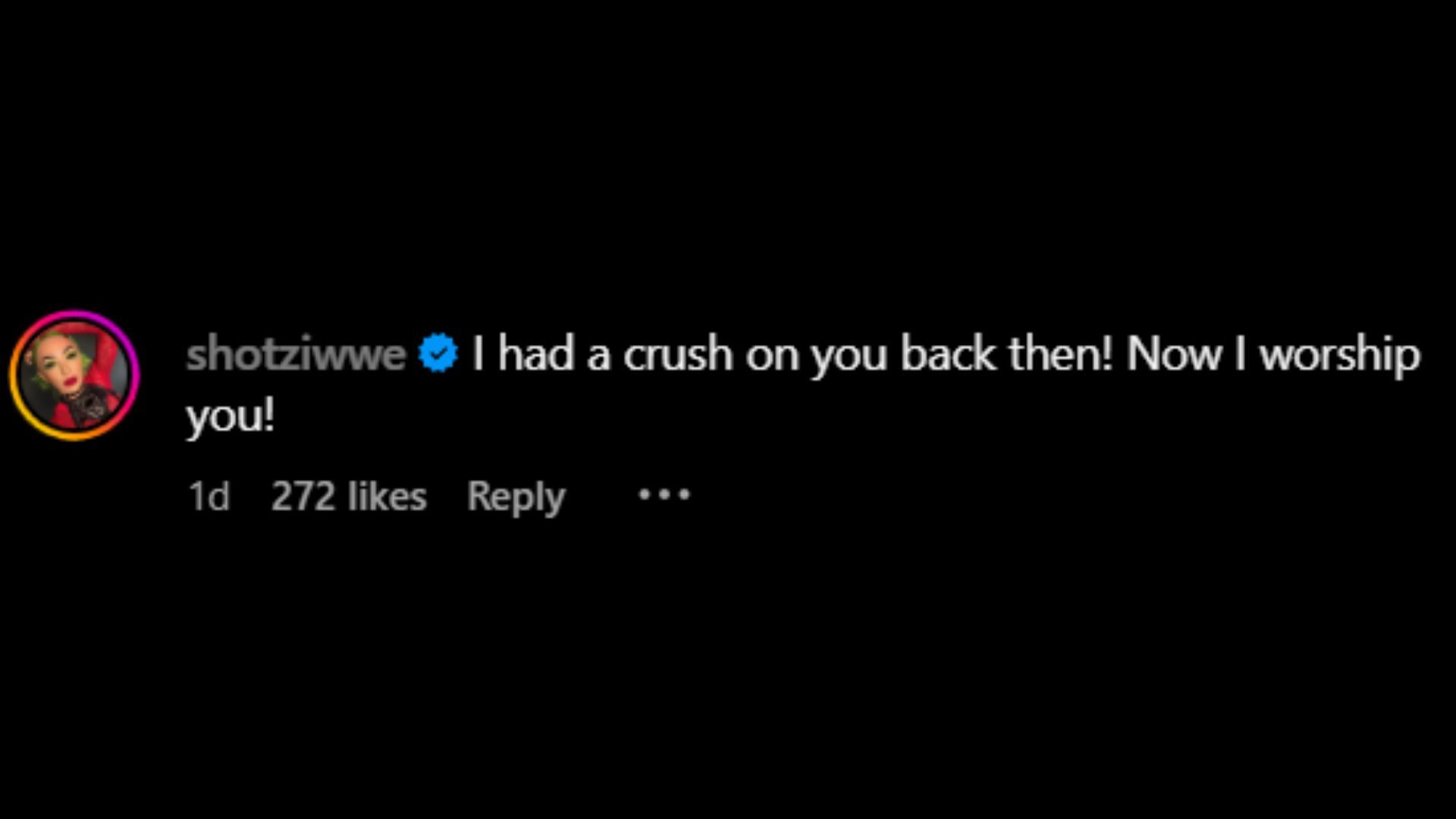 Screenshot of Shotzi&#039;s comment [Credit: Jordynne Grace on Instagram]