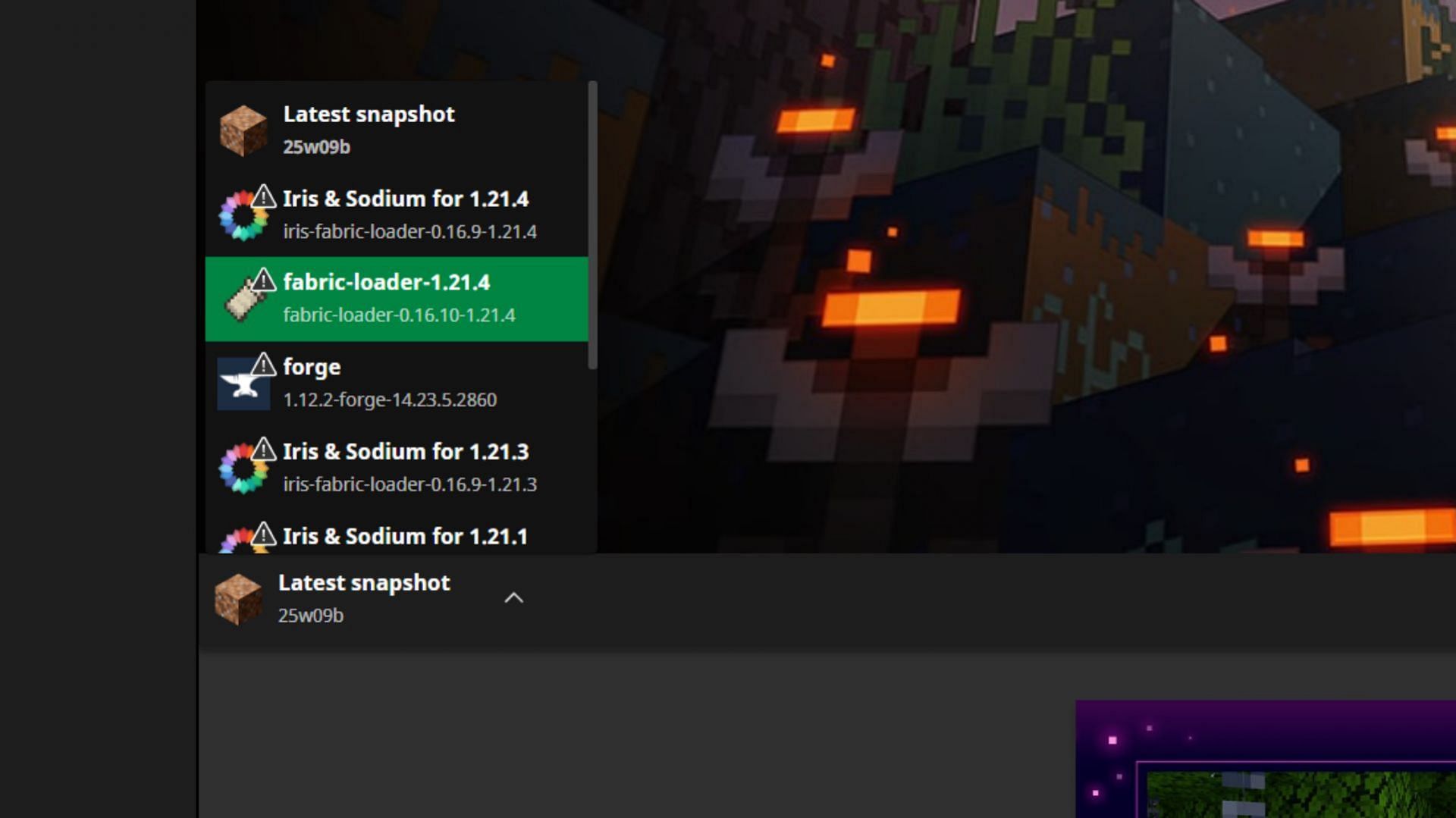 The Fabric-modded game version will appear in the official game launcher (Image via Sportskeeda Gaming || Mojang Studios)