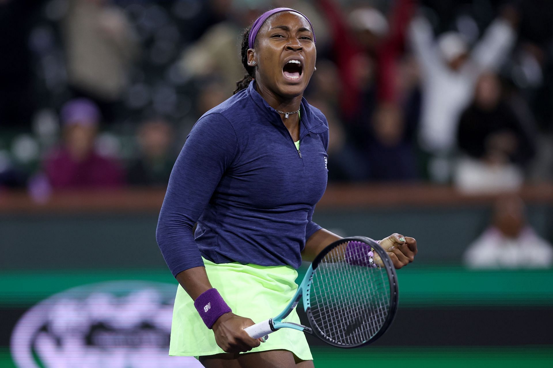 Coco Gauff in action at the BNP Paribas Open semifinal of 2024 - Source: Getty