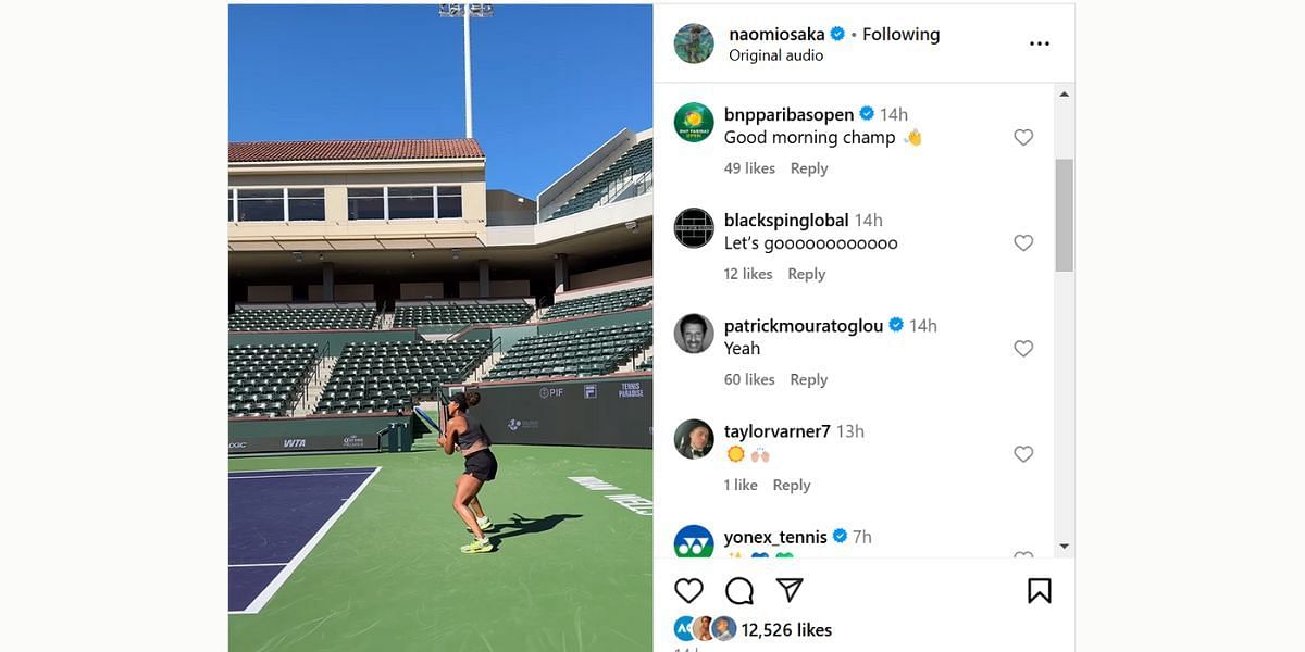 Patrick Mouratoglou&#039;s reaction to Naomi Osaka&#039;s post (Image: Instagram @naomiosaka)