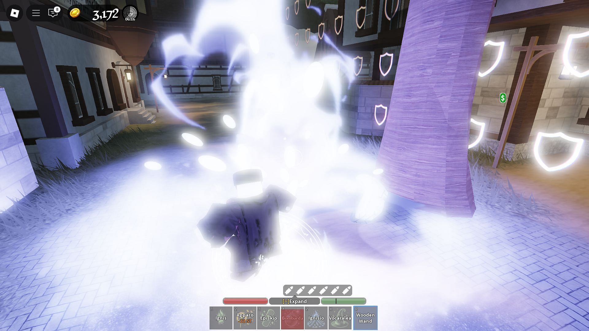 The Bombarda Spell in Wizard West (Image via Roblox)