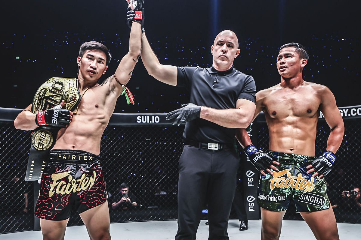 (From left to right) Tawanchai, Olivier Coste, and Superbon [Photo via ONE Championship]