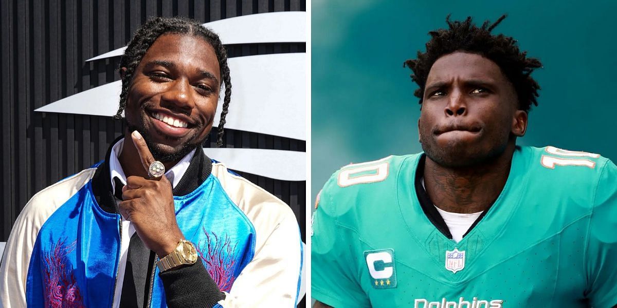 Noah Lyles reveals details about race Tyreek Hill. PHOTO: Both from Getty Images