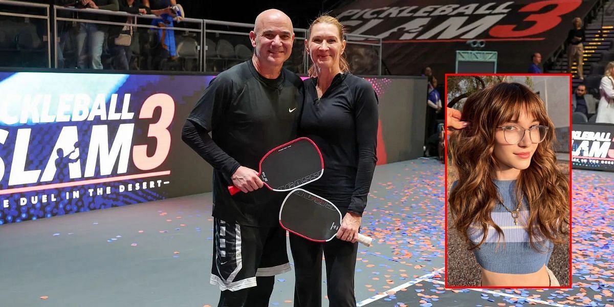 Andre Agassi with his wife Steffi Graf and daughter Jaz. Source: Getty and Instagram (R)  