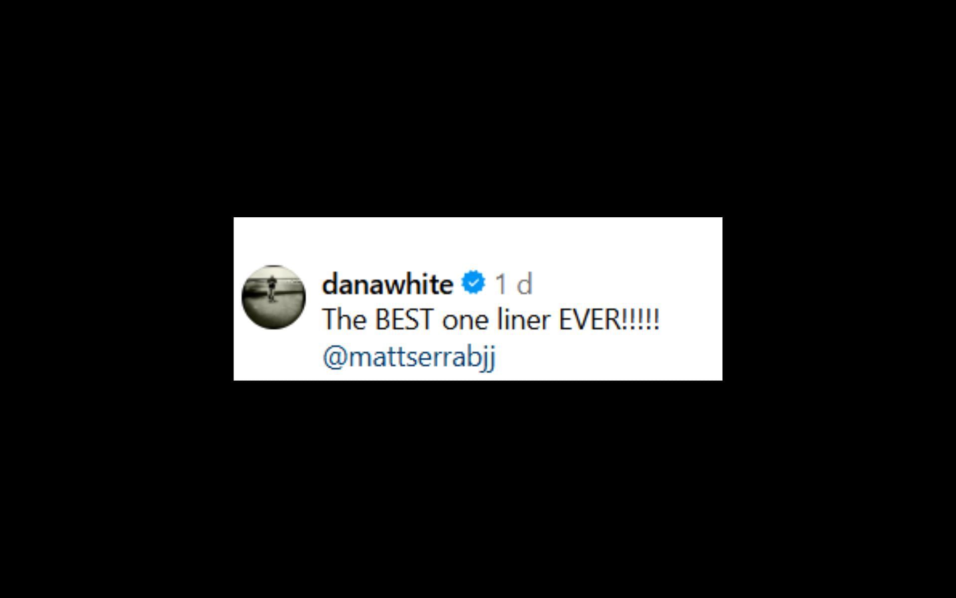 Dana White reacts to Matt Serra&#039;s hilarious one-liner. [Screenshot courtesy: @espnmma on Instagram]