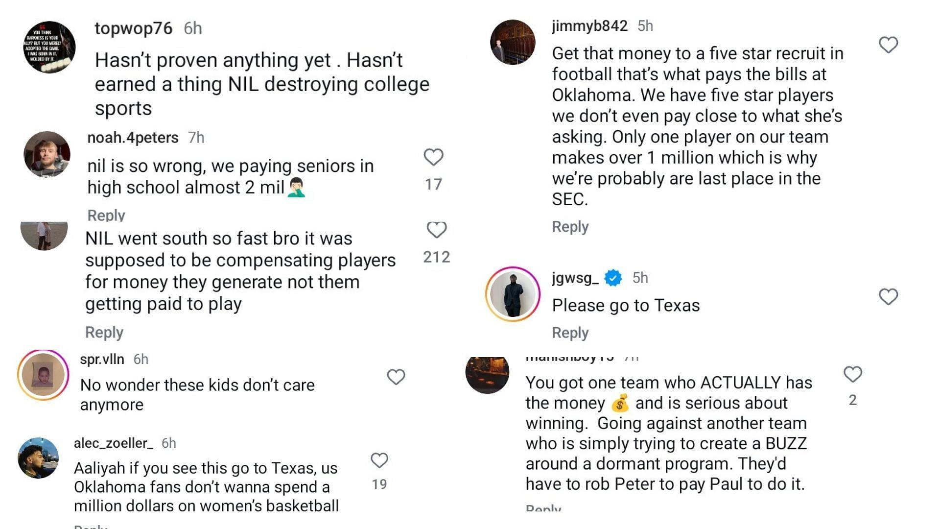 &quot;NIL destroying college sports&quot;: Hoops fans react to Aaliyah Chavez reportedly commanding a $1.5 million NIL package as she closes down on two schools. (Image via Instagram @on3nil)