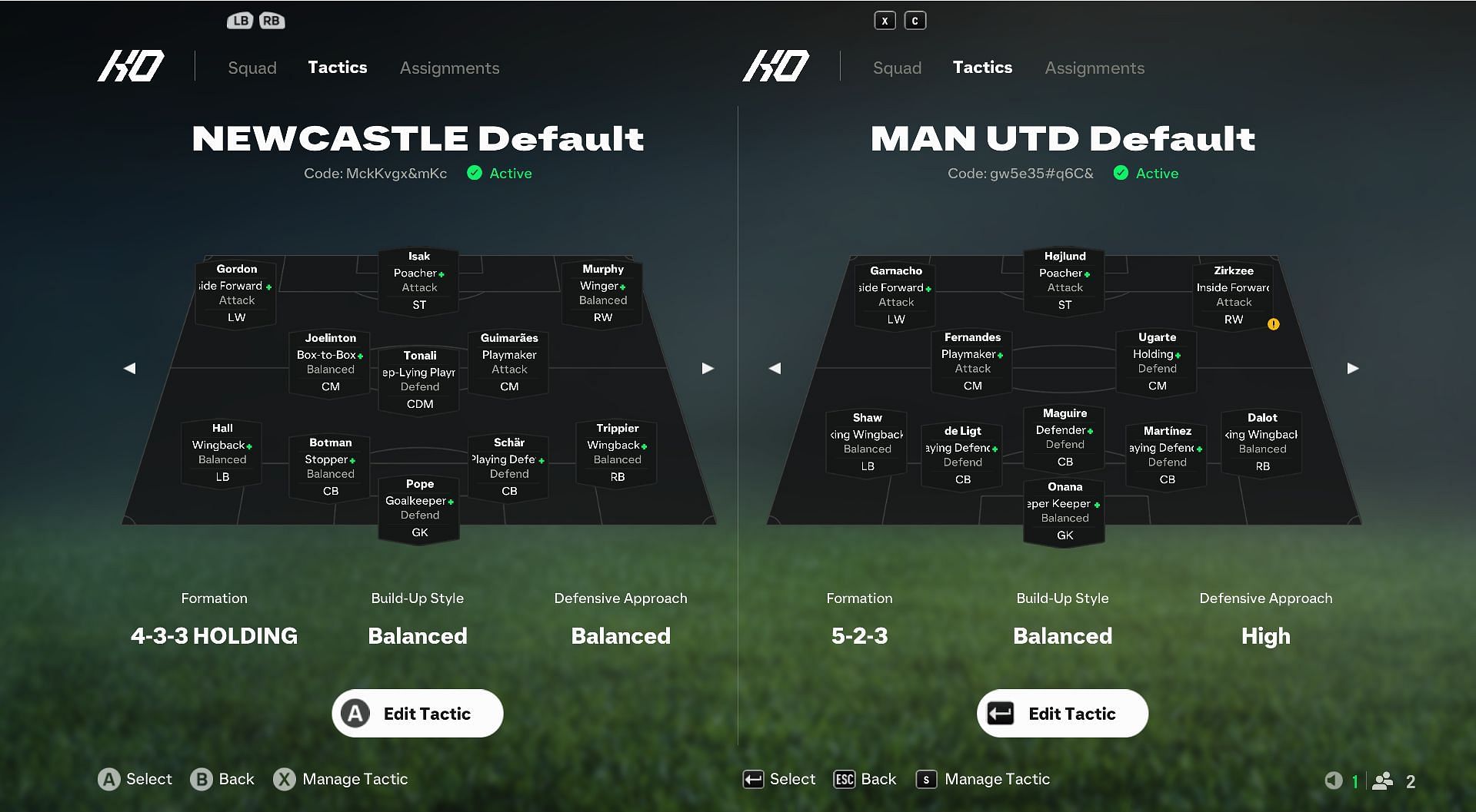 Newcastle vs Man United formation and tactics description (Image via Sportskeeda Gaming/EA Sports)