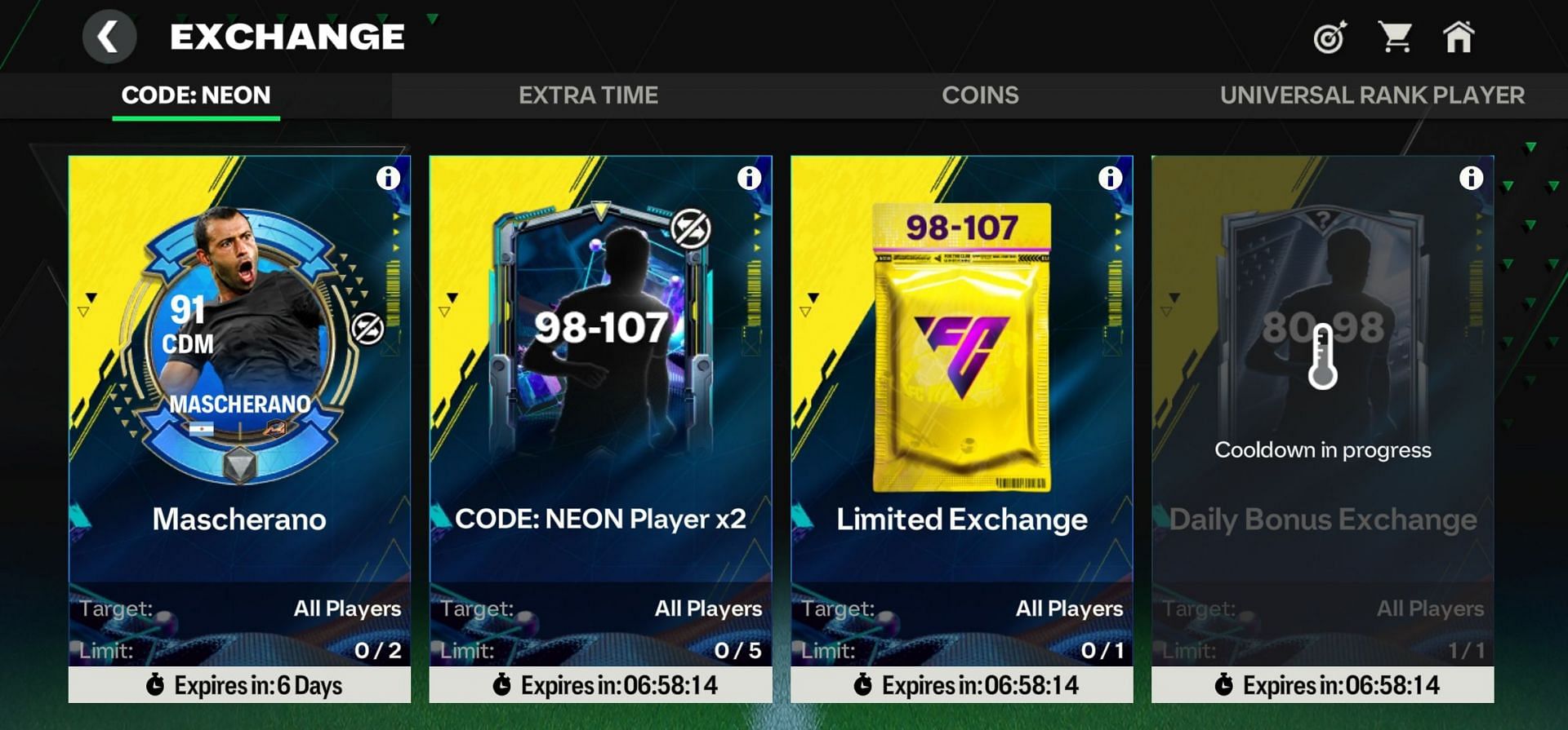 EA FC Mobile Code Neon Exchanges (Image via EA Sports)