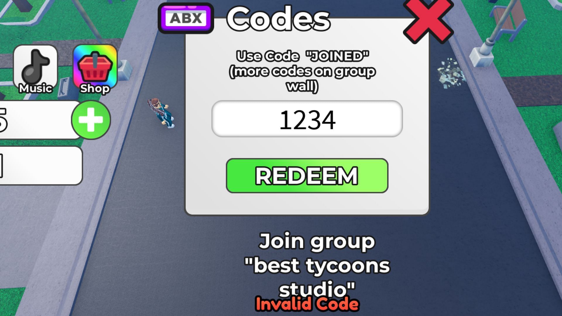 Shrimp Game Tycoon invalid code issue (Image via Roblox)