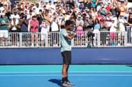 Monfils celebrates his win in the Miami Open - Day 4 - Source: Getty