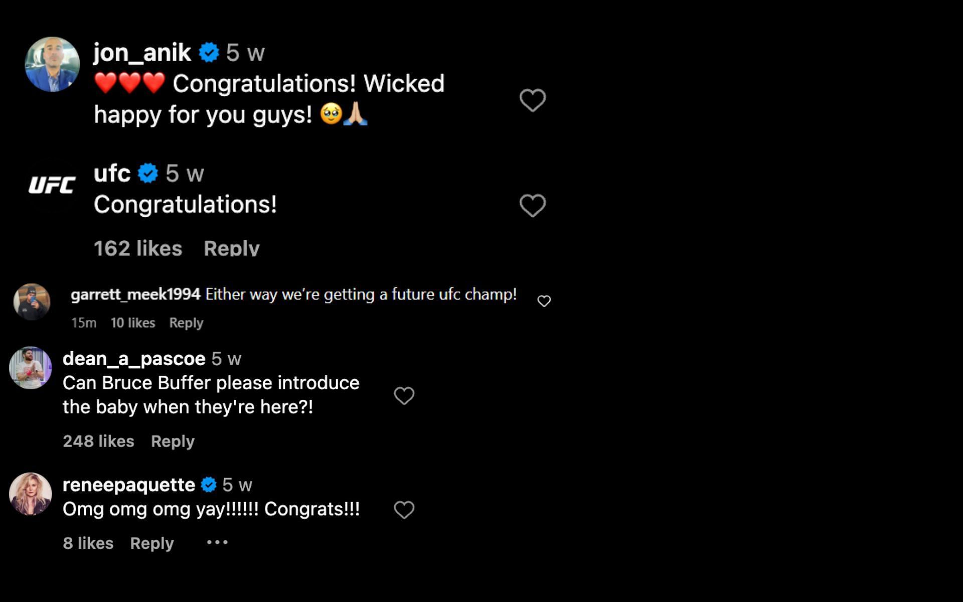 Screenshot of fan reactions to the post.